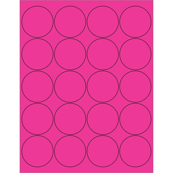 Box Partners 2 in. Circle Laser LabelsFluorescent Pink LL197PK